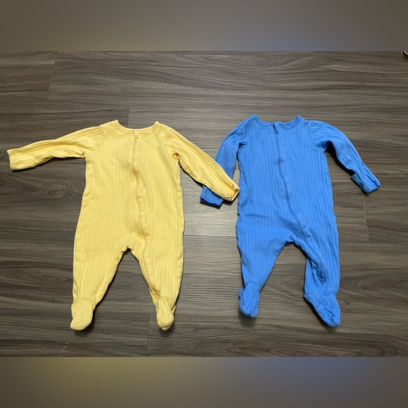 Wonder Nation Baby Yellow and Blue Ribbed Kids Footies size 3/6M - Picture 1 of 5